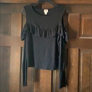 Black Cold Shoulder LS